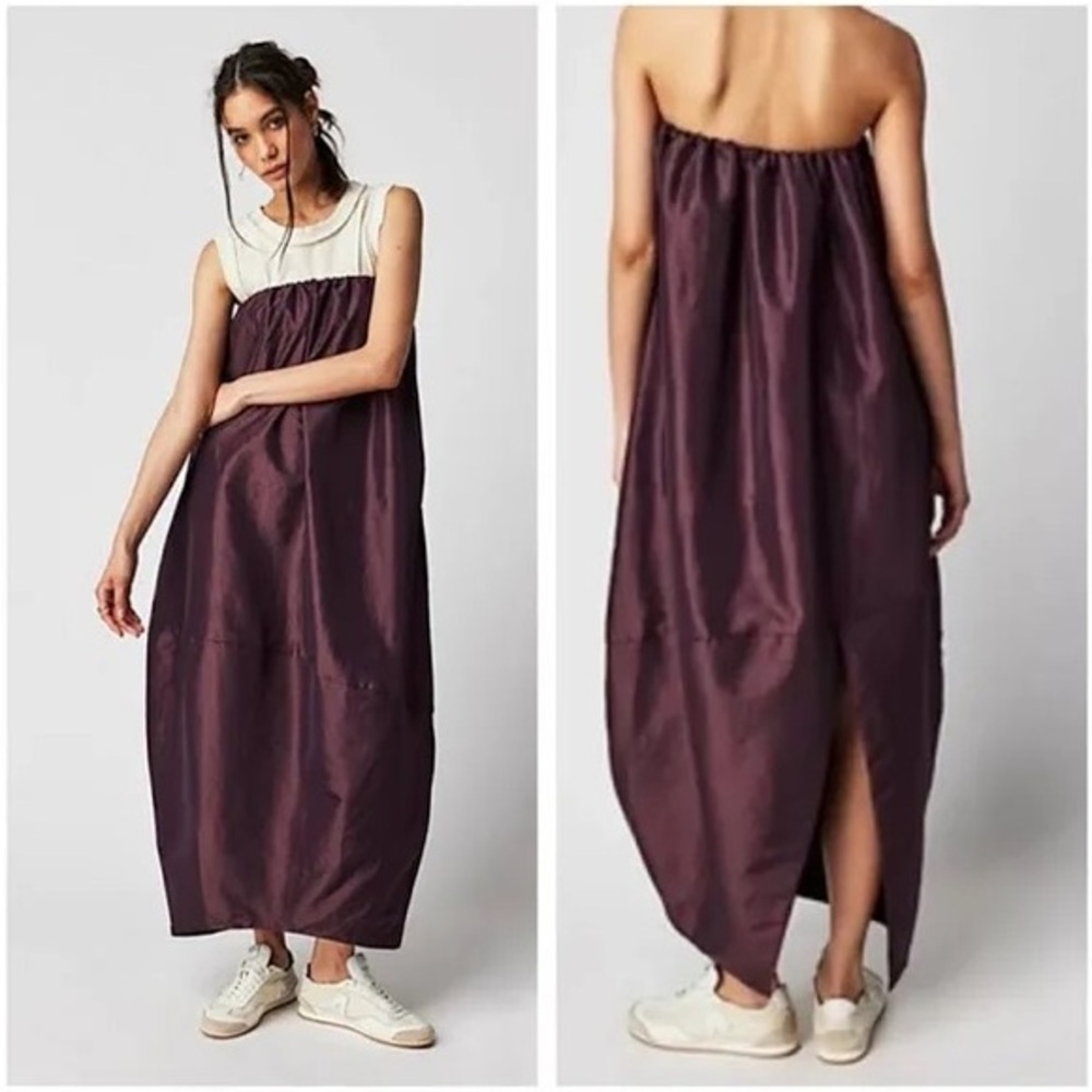 Free People Strapless Dress in Deep Purple